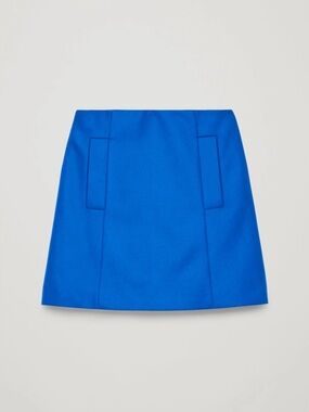 COS Royal Blue Wool Mini Skirt size 4 Needs Hemming